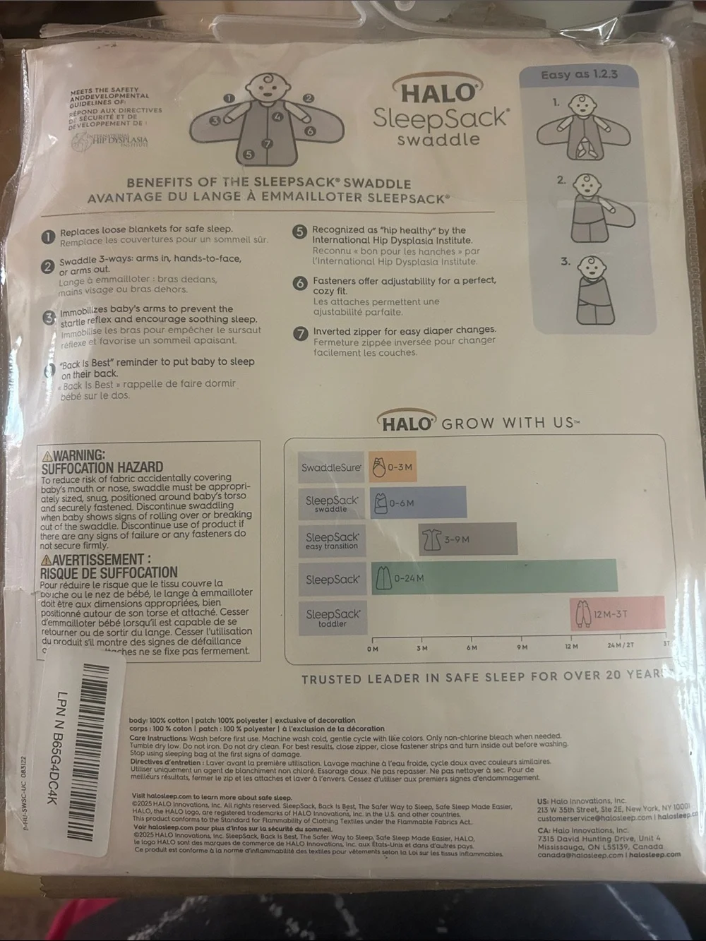 Halo SleepSack Swaddle - White with Multicolor Triangle Accents